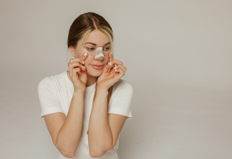 lady post rhinoplasty procedure.