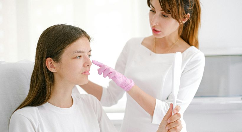 Someone getting a consultation for a procedure