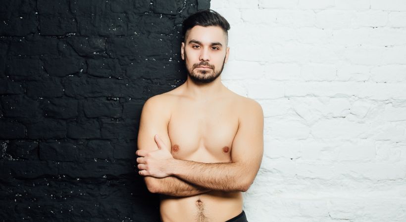 Man with smaller breasts