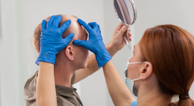 Man considering hair transplant