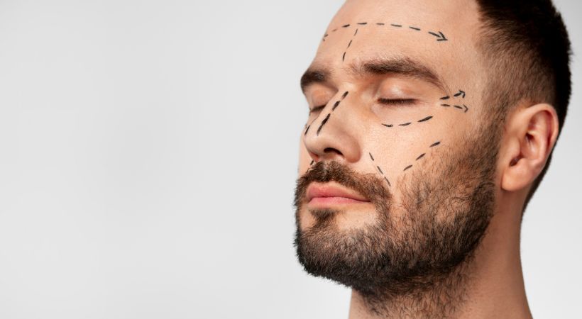 Man getting eyelid surgery