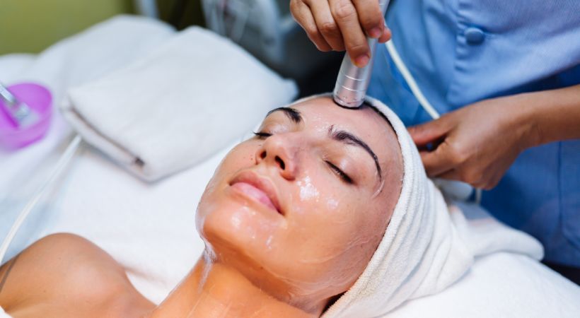 woman getting microdermabrasion