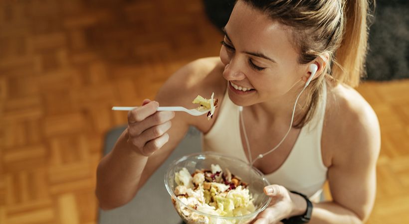 Someone eating healthy food 